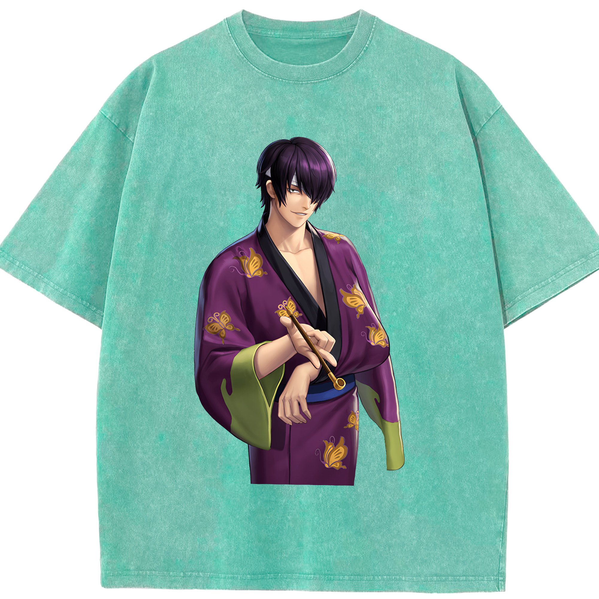 （画像用） ぎんたま 坂田銀時（さかたぎんとき） 神楽 志村新八（しむら しんぱち） GINTAMA Sakata Gintoki Kagura Shimura Shinpachi 綿100% ヴィンテージ風 半袖Tシャツ（フロントプリント）